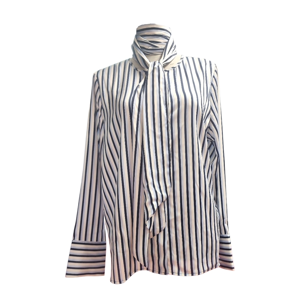 Worthington Navy and White Striped Blouse